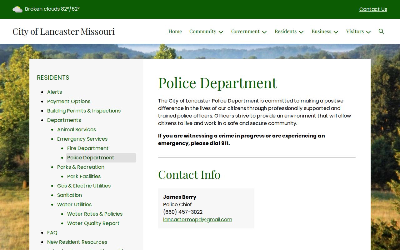Official Lancaster Police Department page with agency contact information