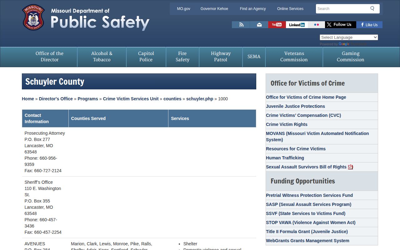 Schuyler County Sheriff's Office agency and arrest records route