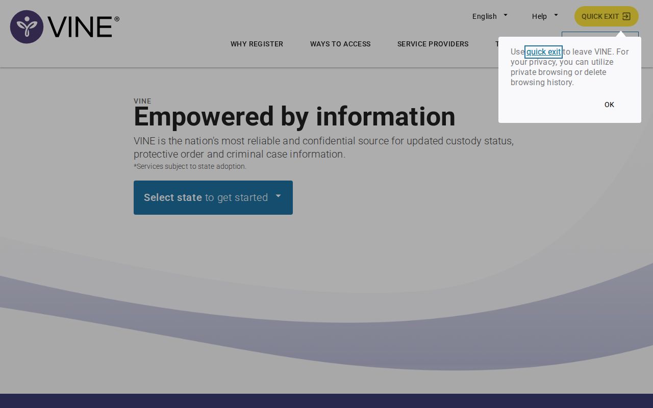 Legacy VINELink Missouri search context